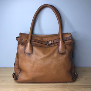 EUC La Poet Pebbled Leather Tote Shoulder Bag Purse, Shoulder Strap, Dust Cover